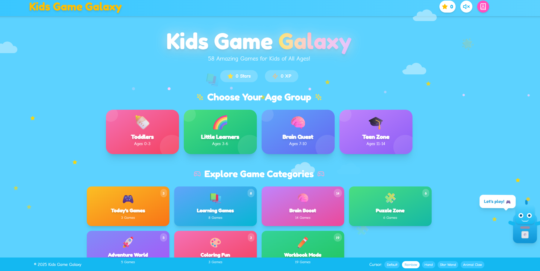 Interactive Kids Game Web Application full-page preview