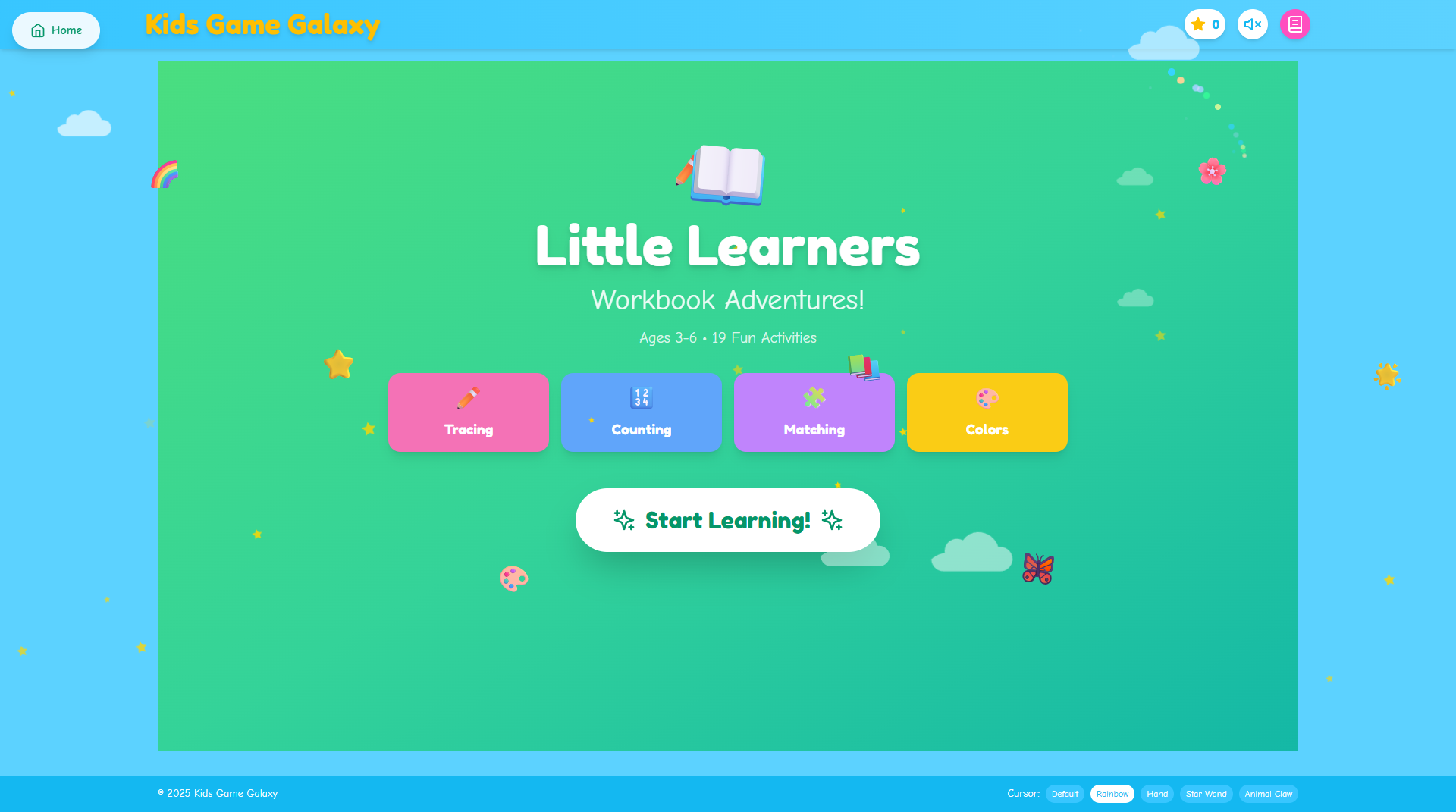 Interactive Kids Game Web Application full-page preview 2