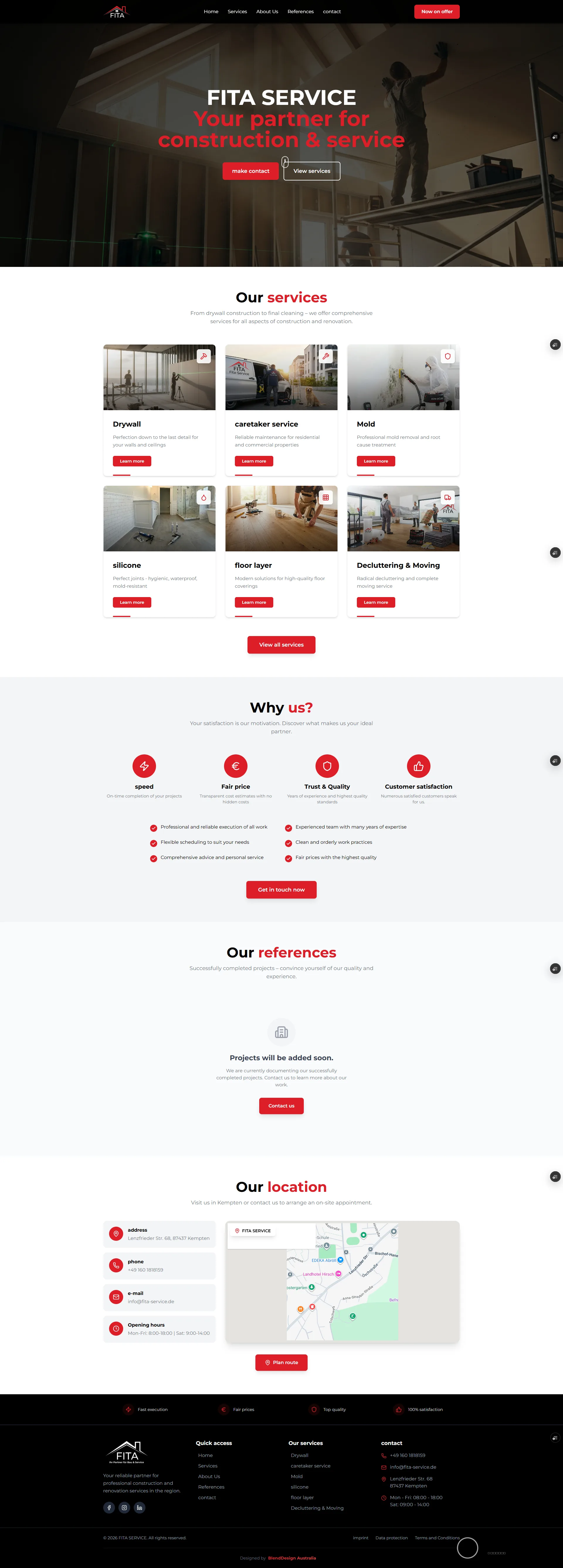 FITA Service - Construction & Property Services Website | Blend Designs portfolio FITA Service - Construction & Property Services Website full-page website preview by Blend Designs Melbourne