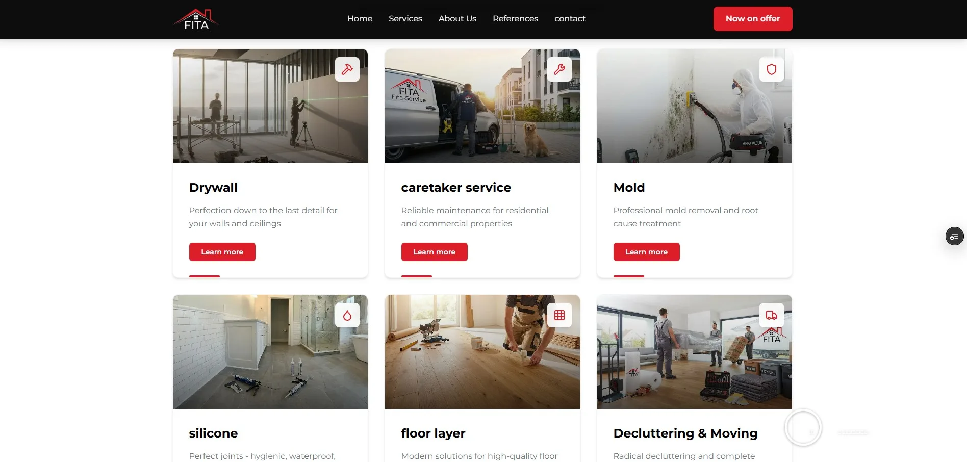 FITA Service - Construction & Property Services Website | Blend Designs portfolio FITA Service - Construction & Property Services Website — website screenshot 2 by Blend Designs Melbourne
